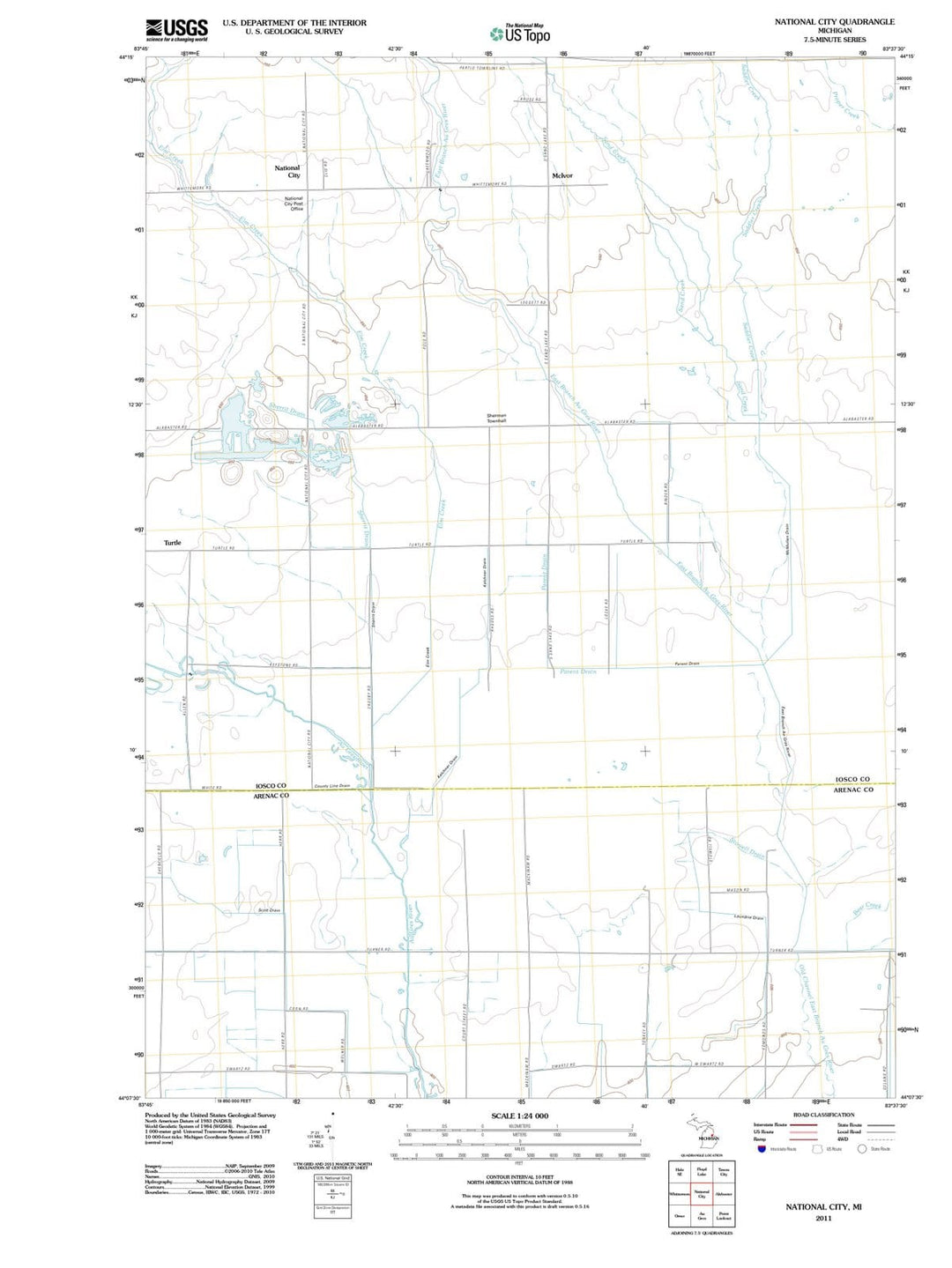 2011 National City, MI - Michigan - USGS Topographic Map
