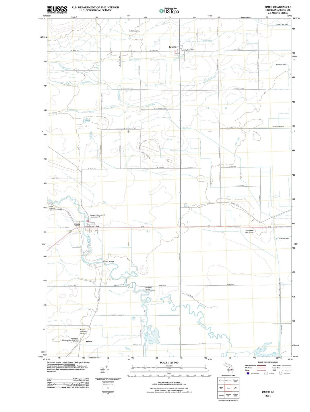 2011 Omer, MI - Michigan - USGS Topographic Map