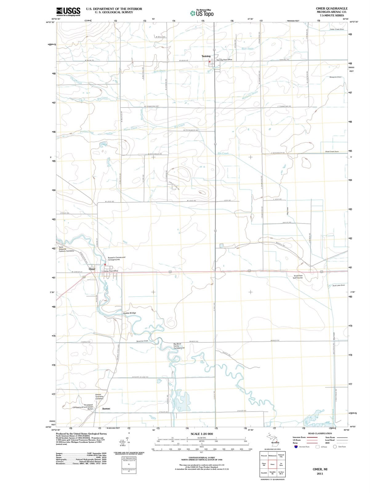 2011 Omer, MI - Michigan - USGS Topographic Map