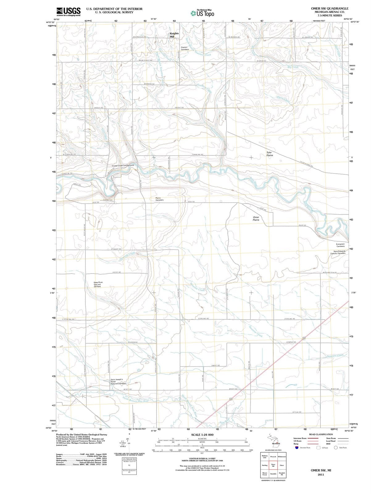 2011 Omer, MI - Michigan - USGS Topographic Map v2