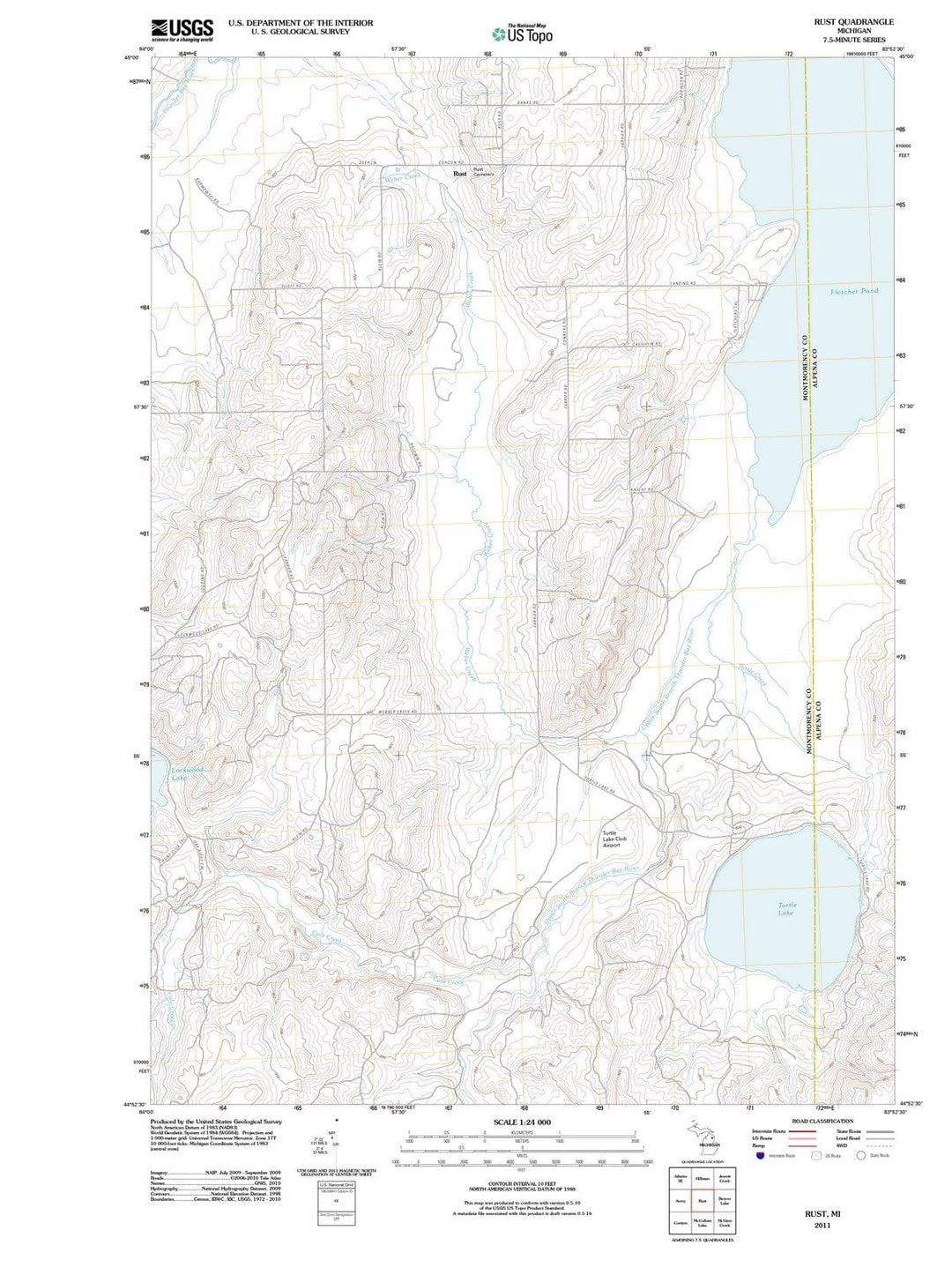2011 Rust, MI - Michigan - USGS Topographic Map