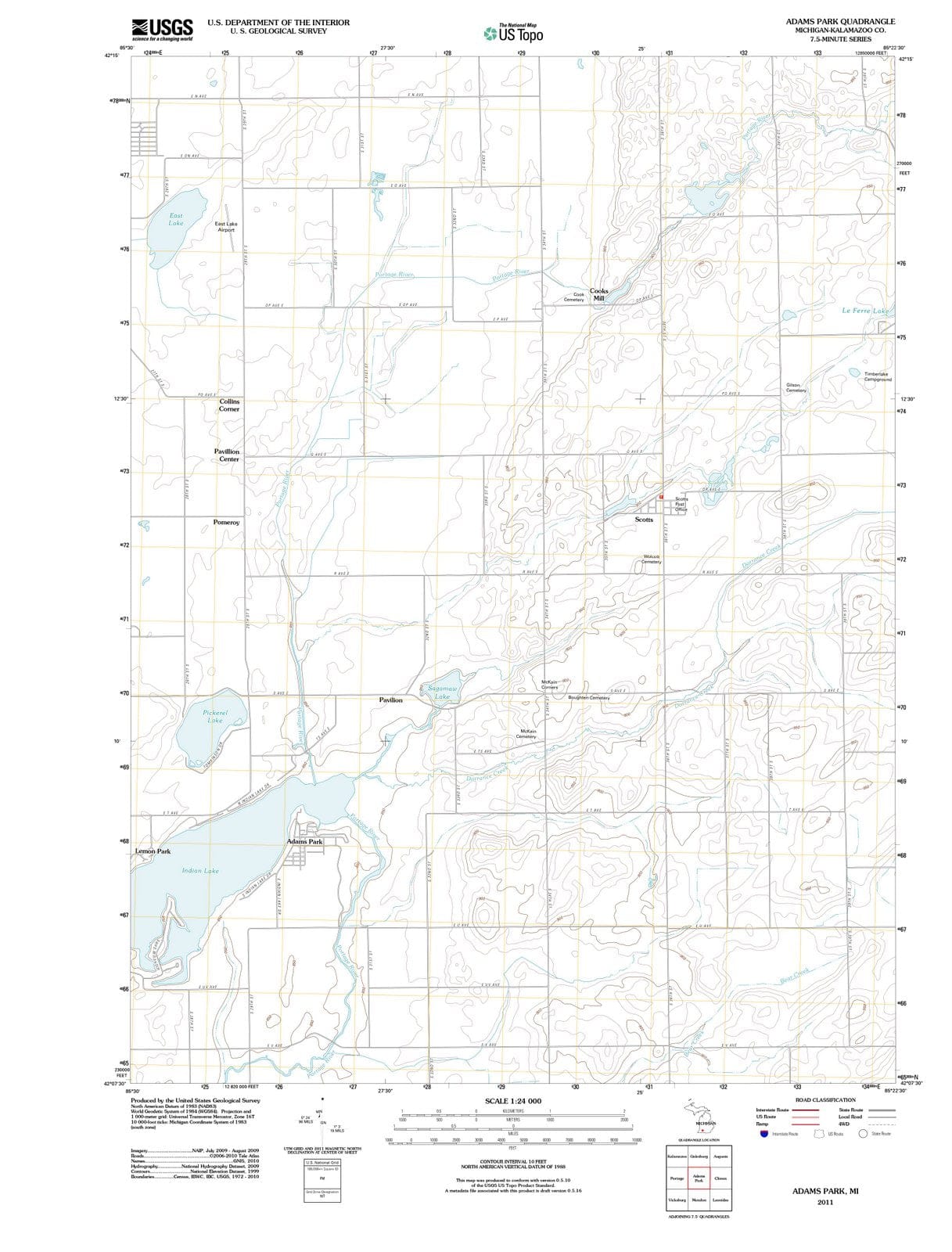 2011 Adams Park, MI - Michigan - USGS Topographic Map