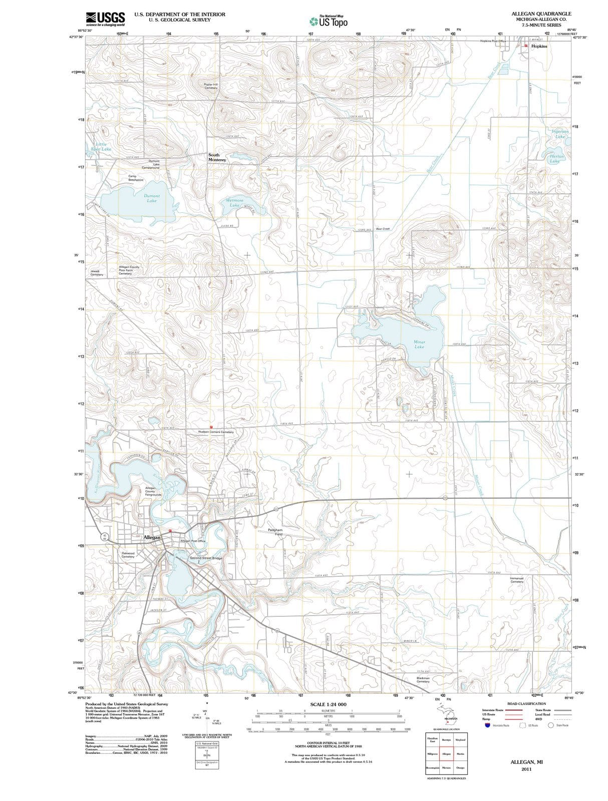 2011 Allegan, MI - Michigan - USGS Topographic Map