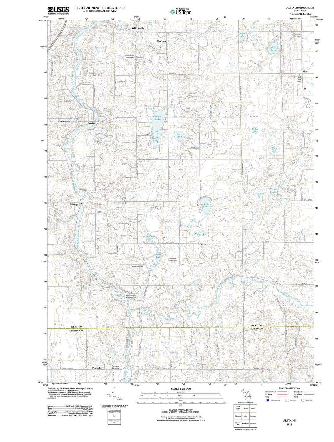 2011 Alto, MI - Michigan - USGS Topographic Map