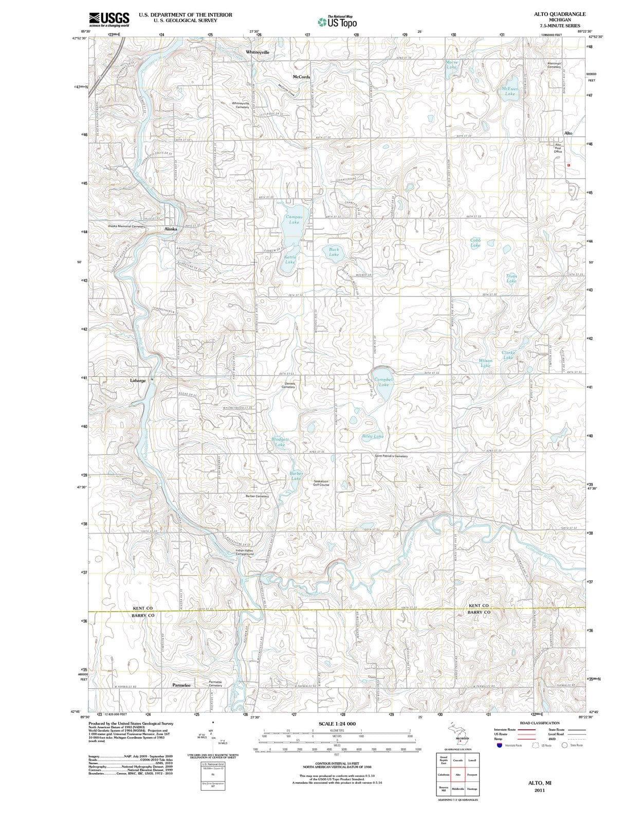 2011 Alto, MI - Michigan - USGS Topographic Map
