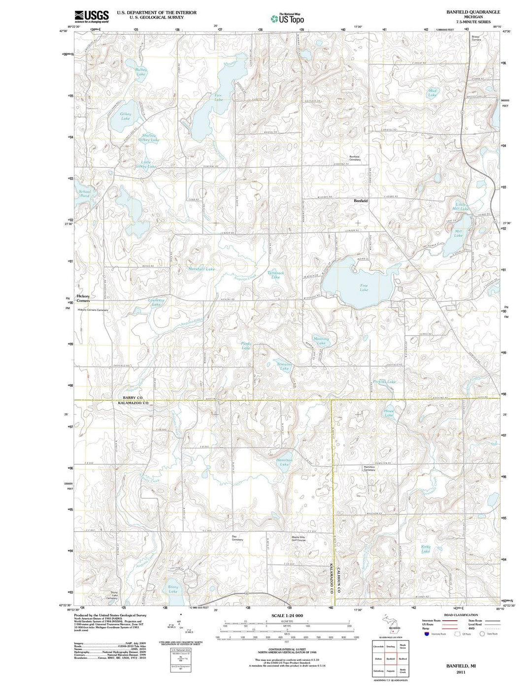 2011 Banfield, MI - Michigan - USGS Topographic Map
