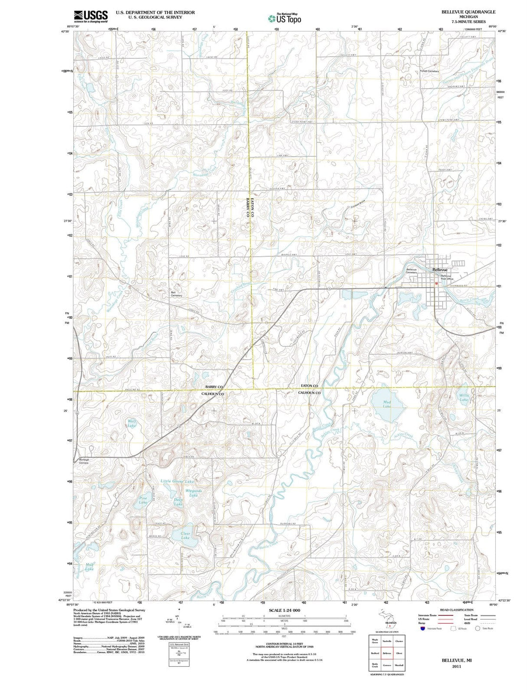 2011 Bellevue, MI - Michigan - USGS Topographic Map
