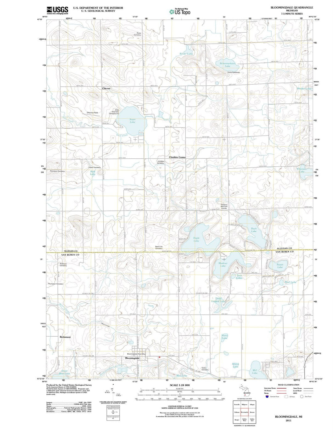 2011 Bloomingdale, MI - Michigan - USGS Topographic Map