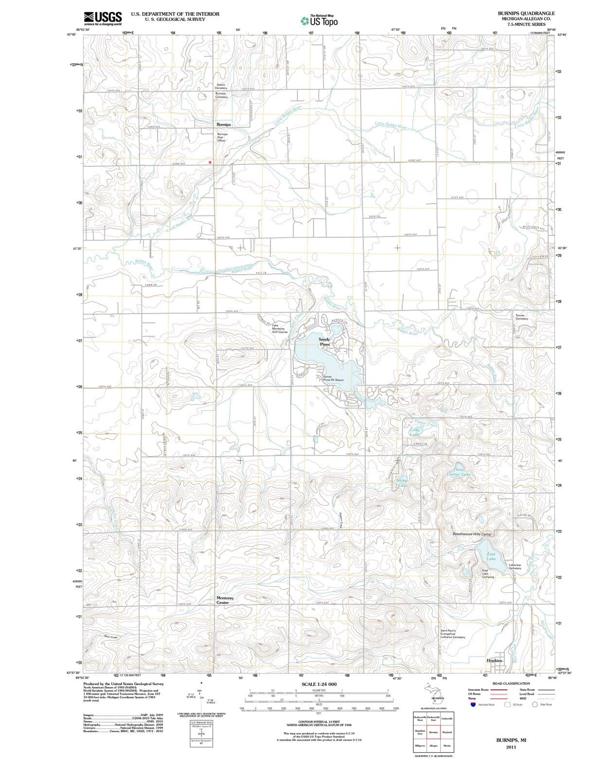 2011 Burnips, MI - Michigan - USGS Topographic Map