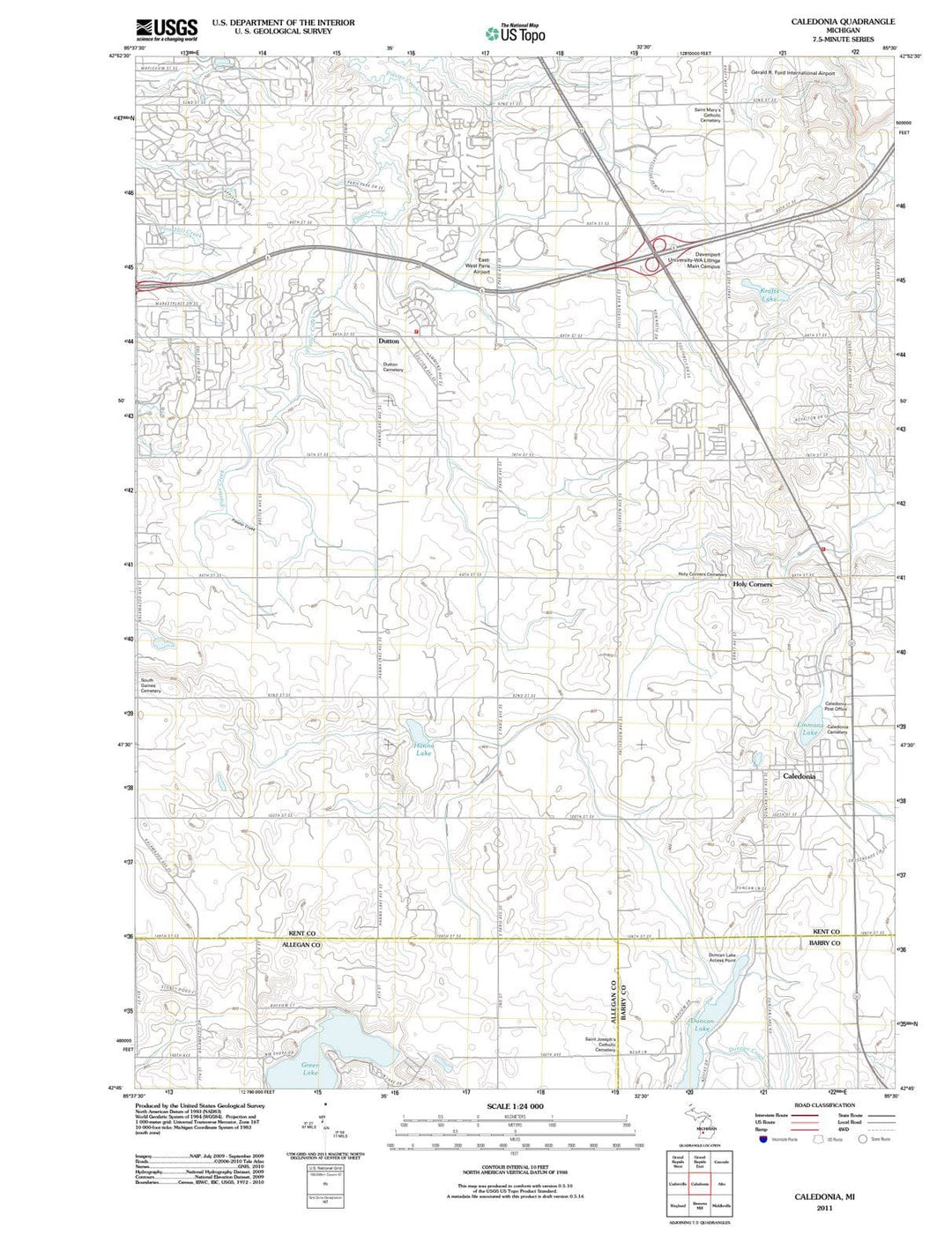 2011 Caledonia, MI - Michigan - USGS Topographic Map