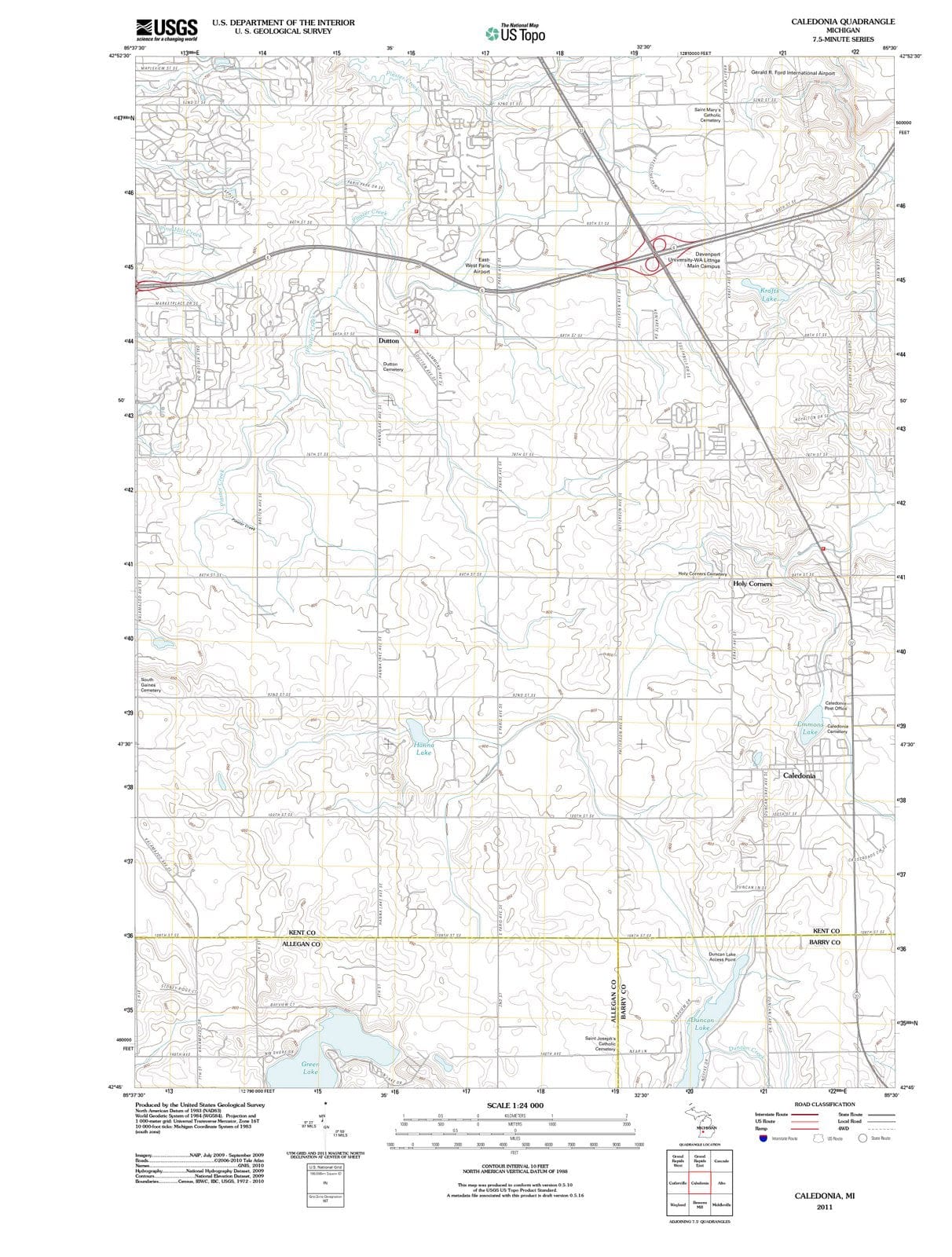 2011 Caledonia, MI - Michigan - USGS Topographic Map