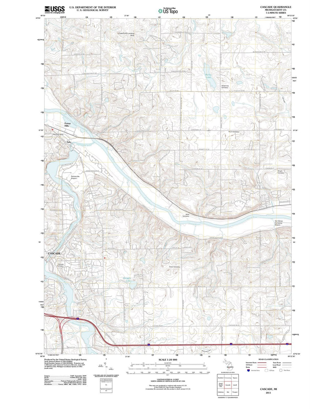 2011 Cascade, MI - Michigan - USGS Topographic Map