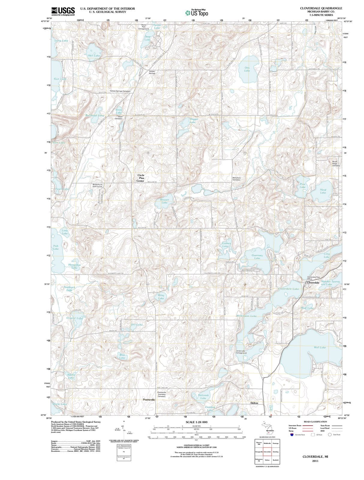 2011 Cloverdale, MI - Michigan - USGS Topographic Map