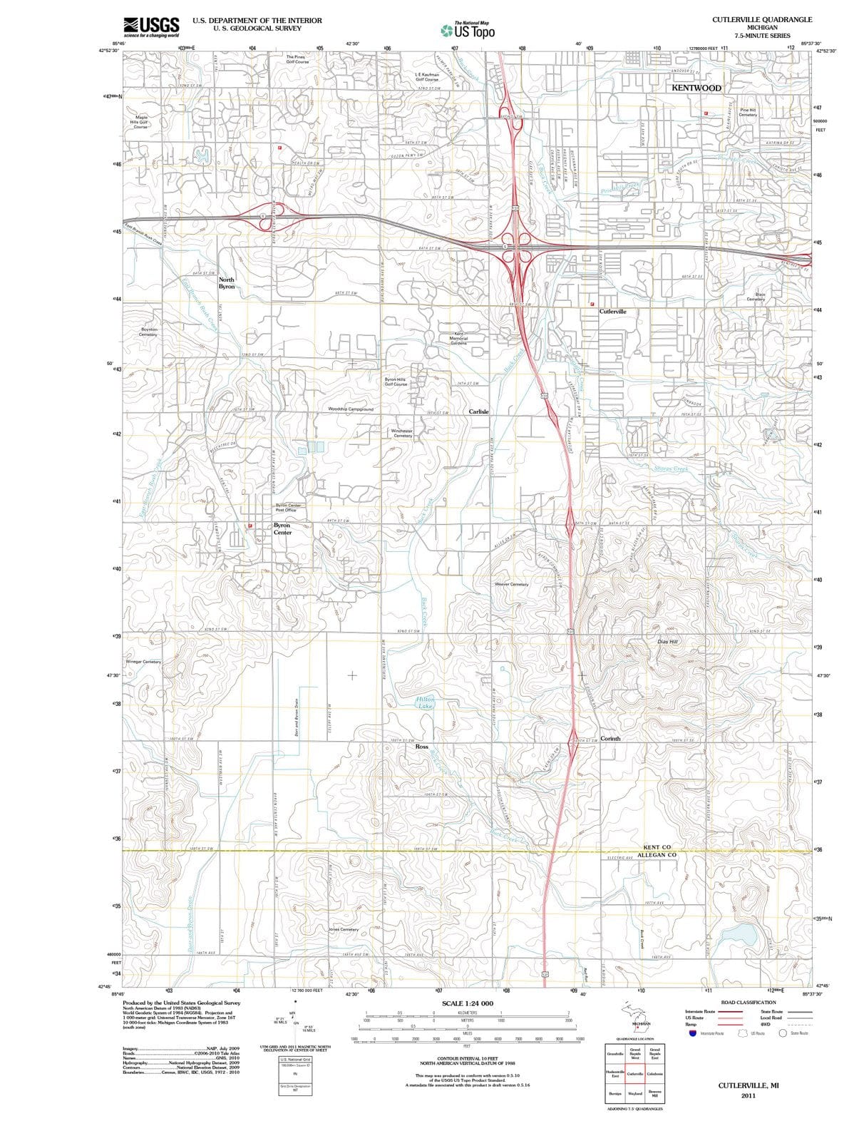2011 Cutlerville, MI - Michigan - USGS Topographic Map