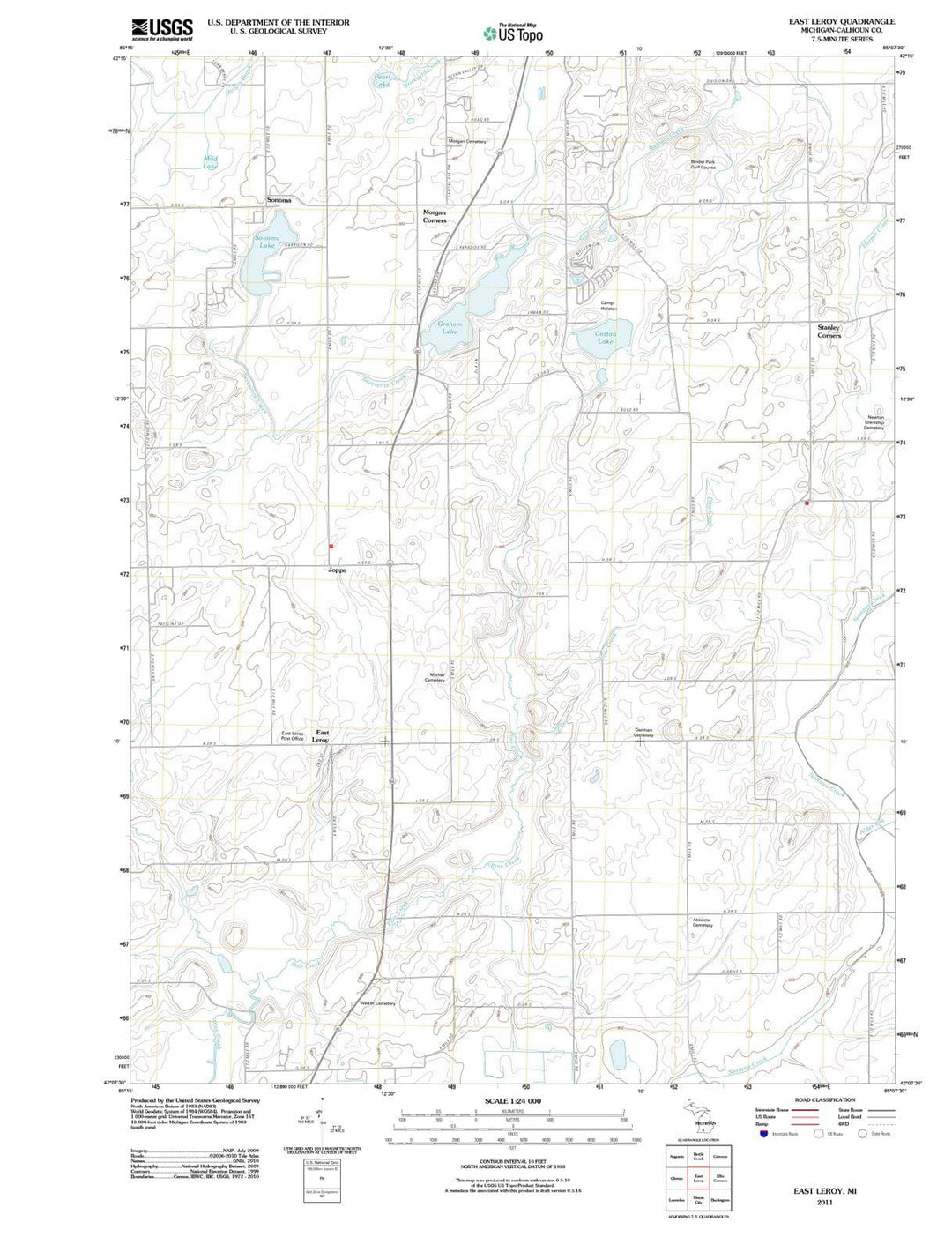 2011 East Leroy, MI - Michigan - USGS Topographic Map