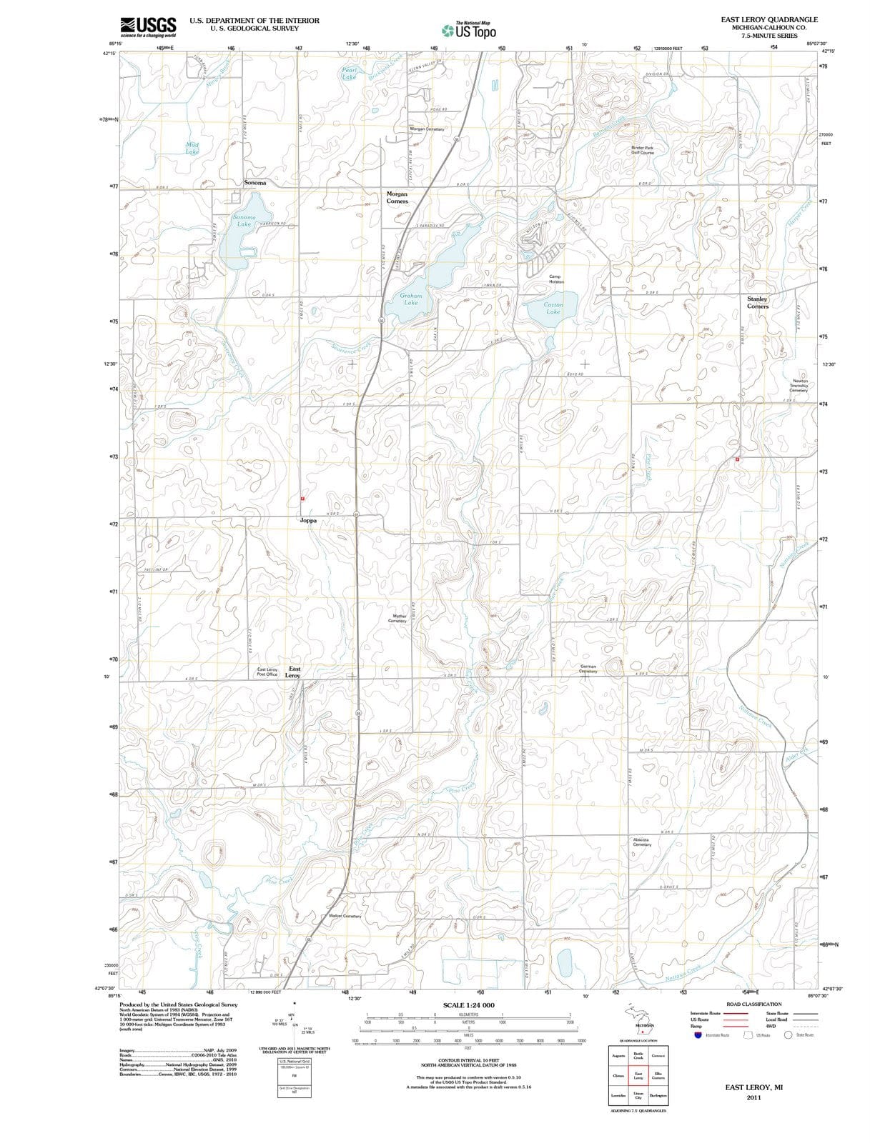 2011 East Leroy, MI - Michigan - USGS Topographic Map