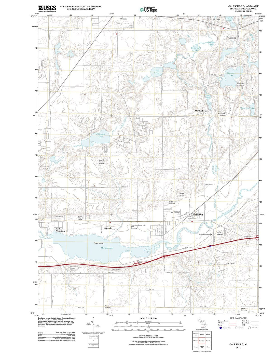 2011 Galesburg, MI - Michigan - USGS Topographic Map