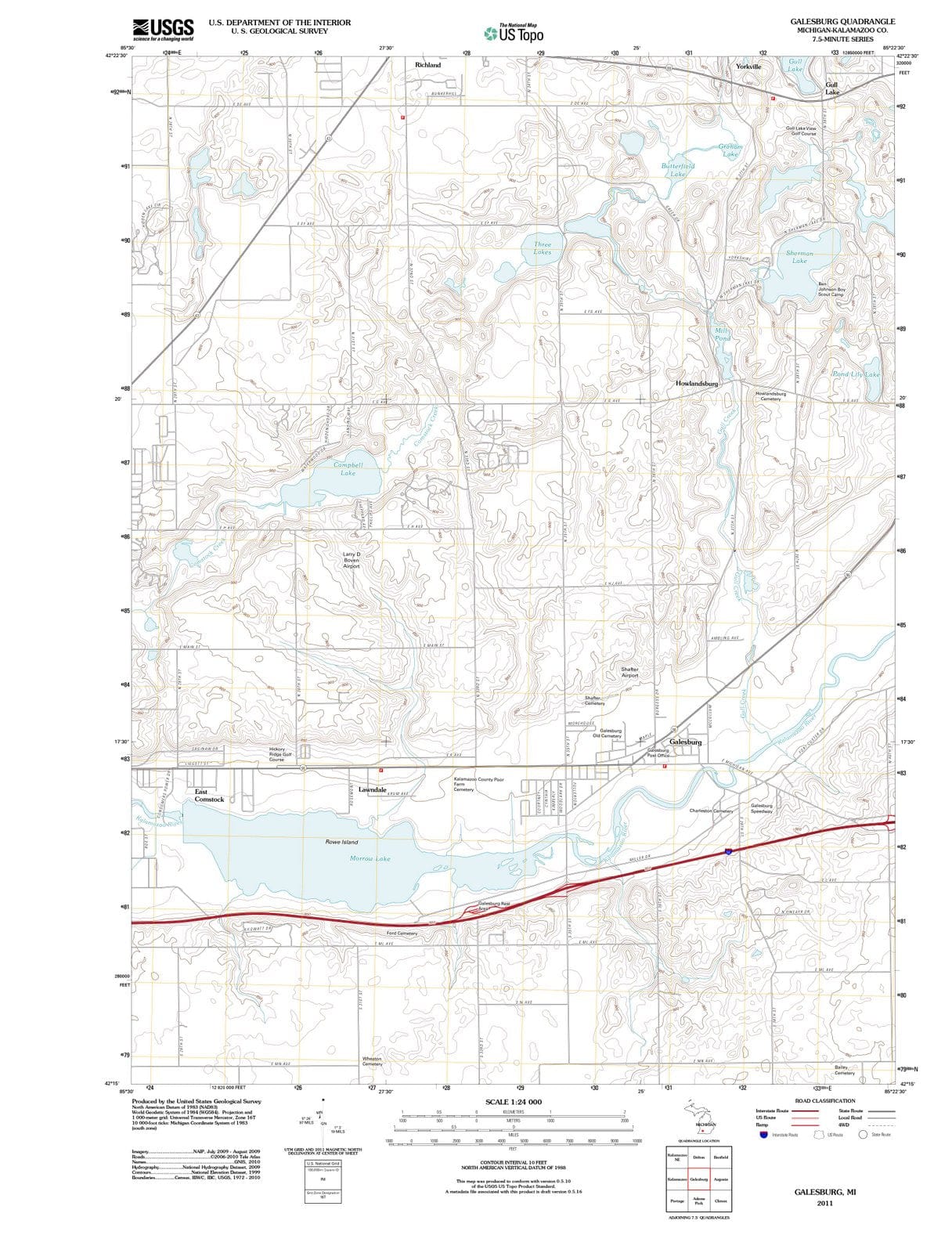 2011 Galesburg, MI - Michigan - USGS Topographic Map