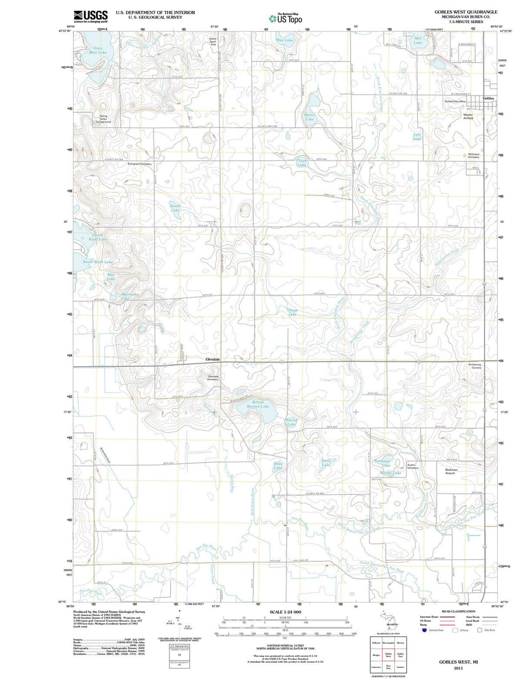 2011 Gobles West, MI - Michigan - USGS Topographic Map