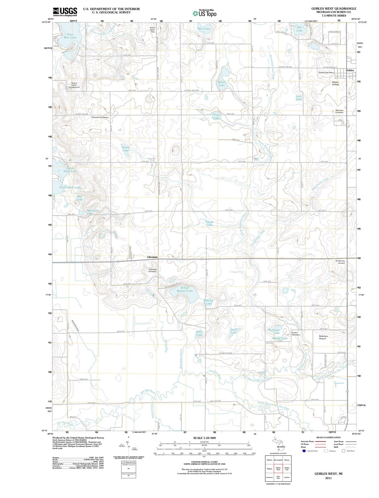 2011 Gobles West, MI - Michigan - USGS Topographic Map