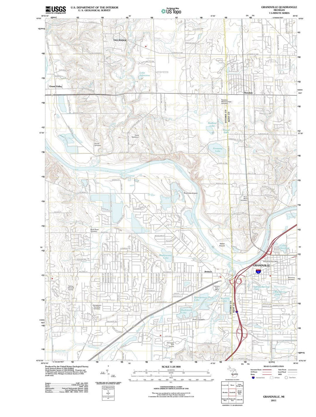 2011 Grandville, MI - Michigan - USGS Topographic Map