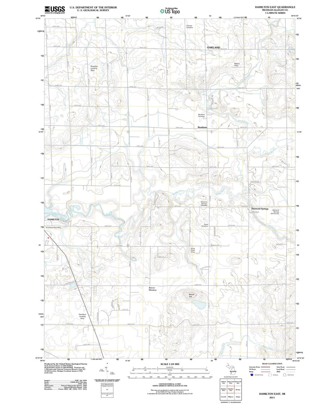 2011 Hamilton East, MI - Michigan - USGS Topographic Map