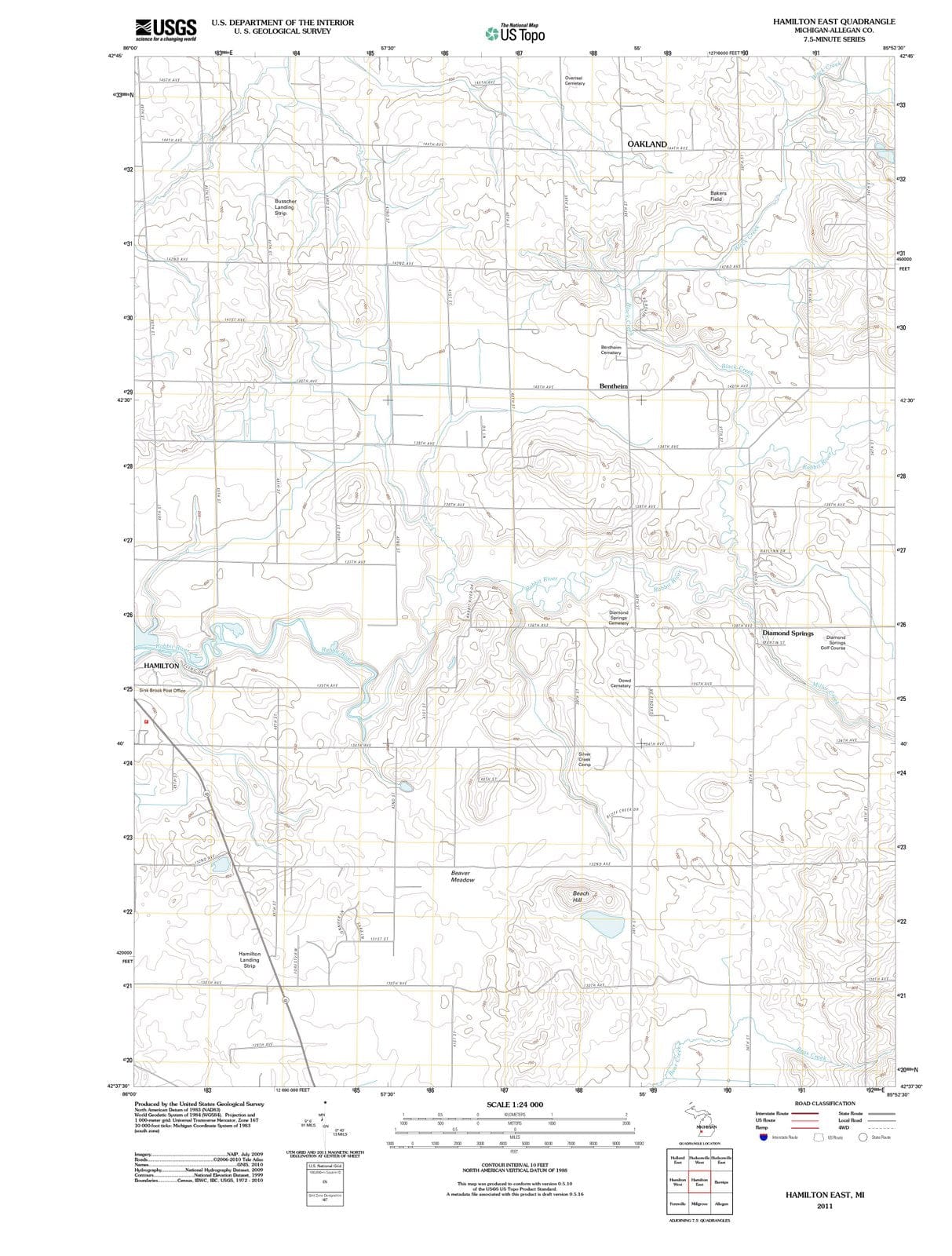 2011 Hamilton East, MI - Michigan - USGS Topographic Map