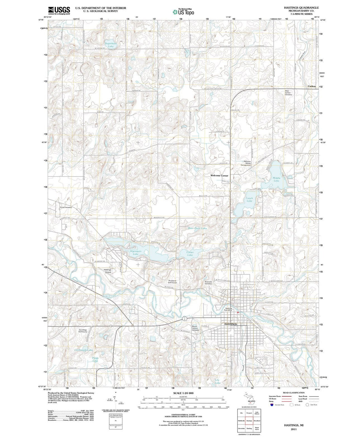 2011 Hastings, MI - Michigan - USGS Topographic Map