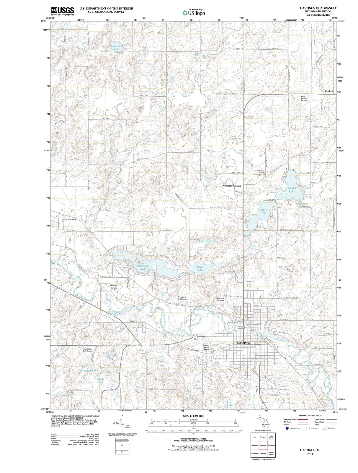 2011 Hastings, MI - Michigan - USGS Topographic Map