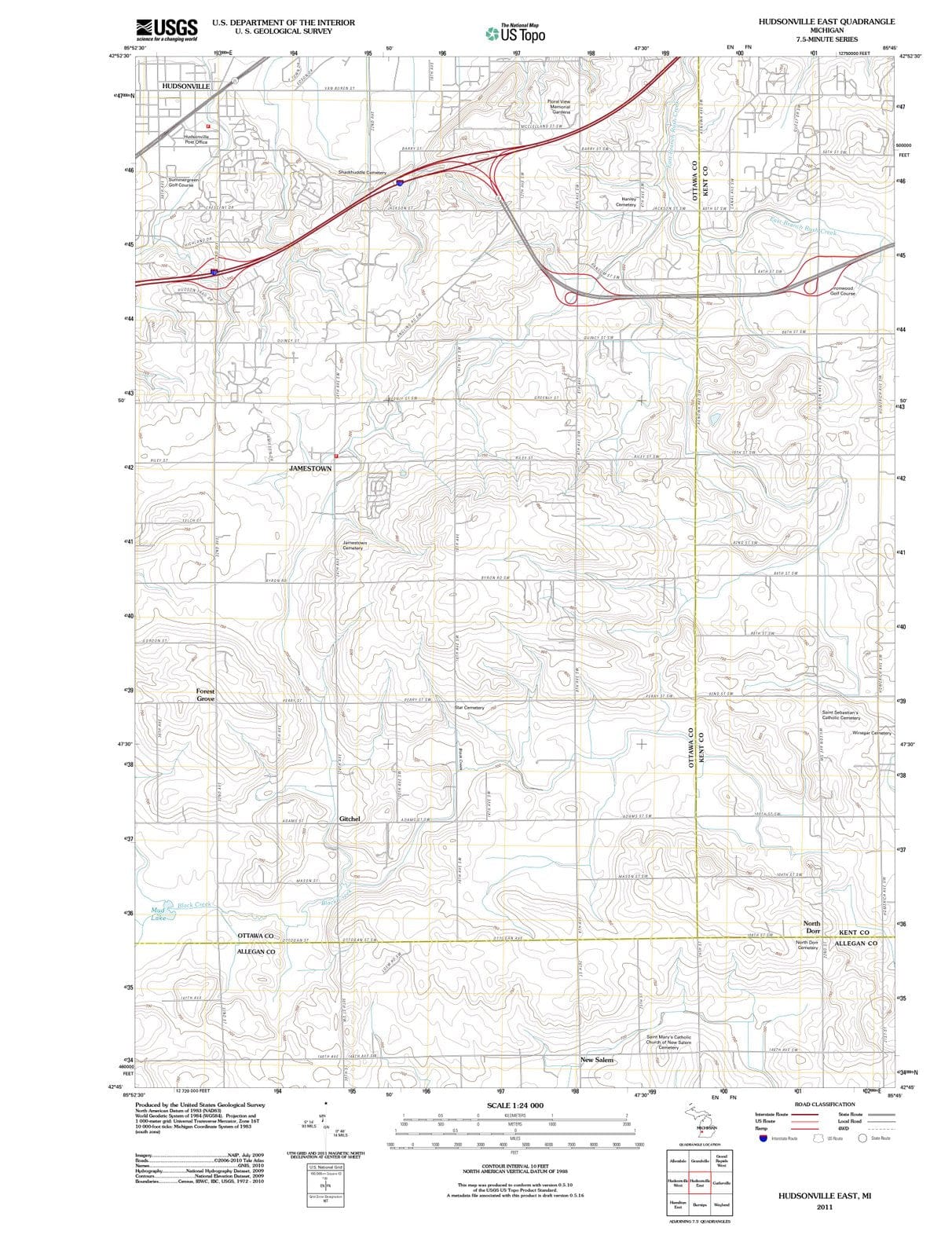 2011 Hudsonville East, MI - Michigan - USGS Topographic Map
