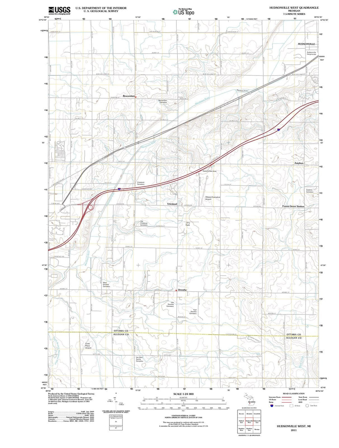 2011 Hudsonville West, MI - Michigan - USGS Topographic Map