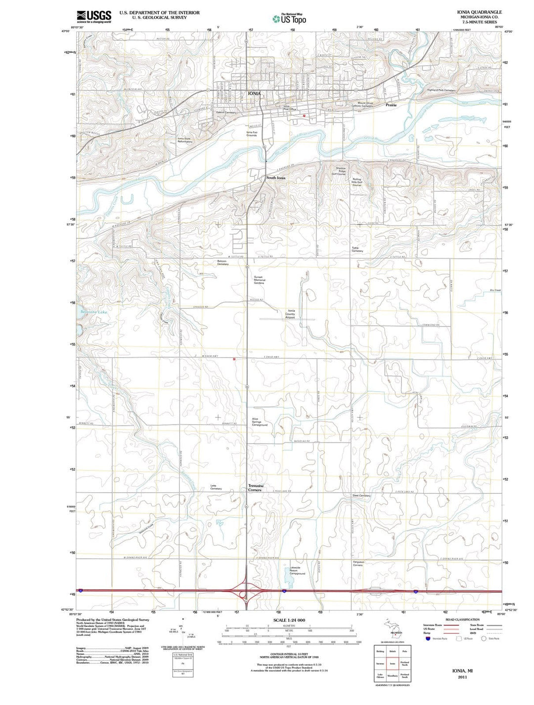 2011 Ionia, MI - Michigan - USGS Topographic Map
