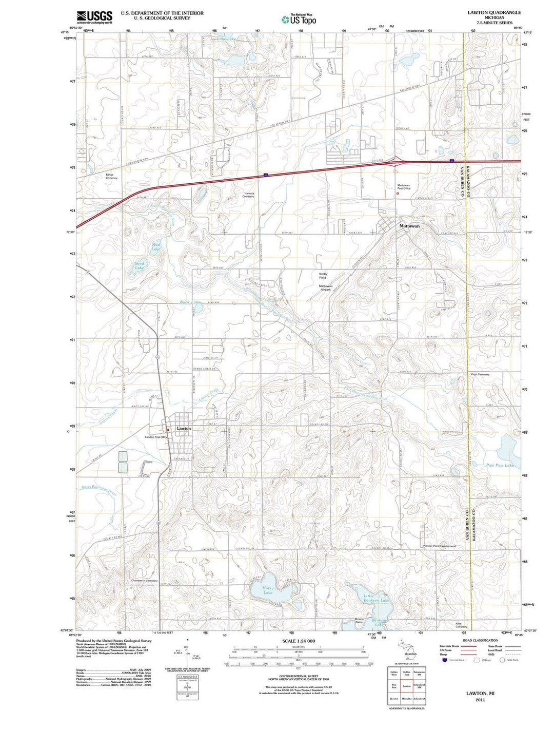 2011 Lawton, MI - Michigan - USGS Topographic Map