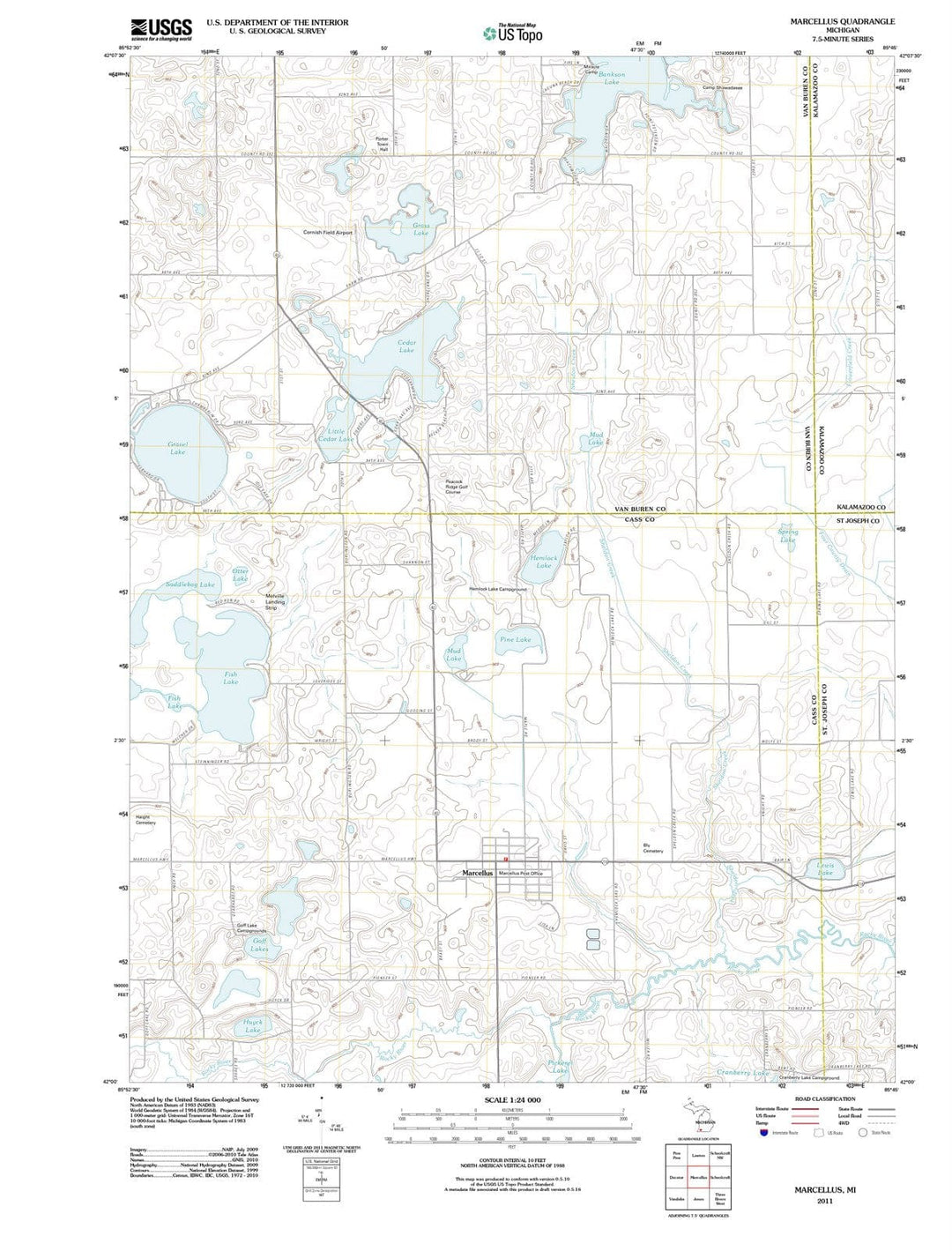 2011 Marcellus, MI - Michigan - USGS Topographic Map