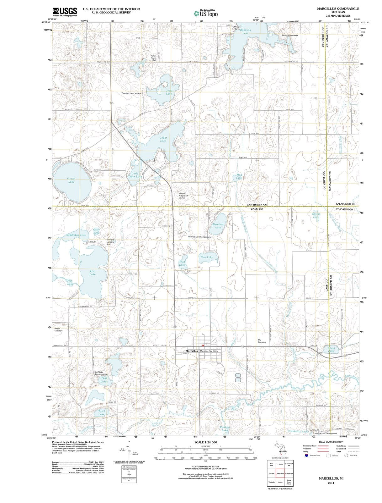 2011 Marcellus, MI - Michigan - USGS Topographic Map