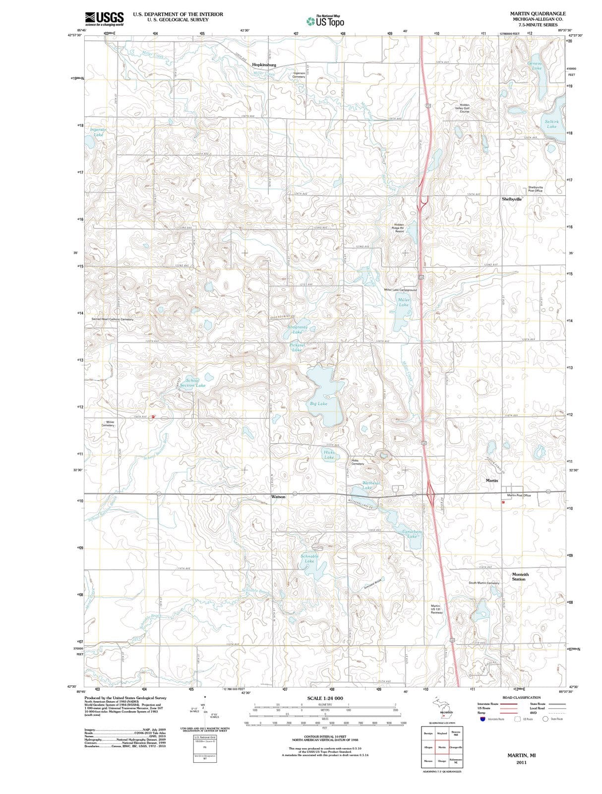 2011 Martin, MI - Michigan - USGS Topographic Map