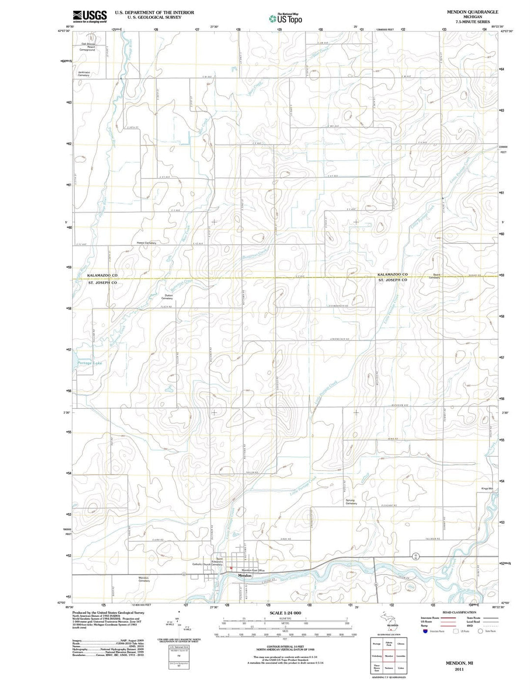 2011 Mendon, MI - Michigan - USGS Topographic Map