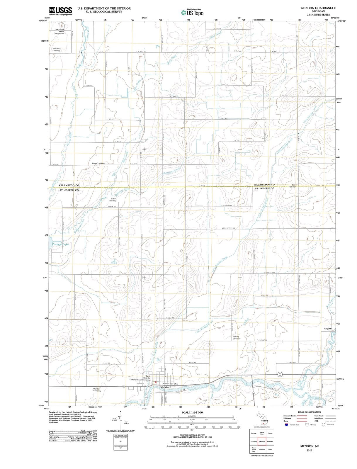 2011 Mendon, MI - Michigan - USGS Topographic Map