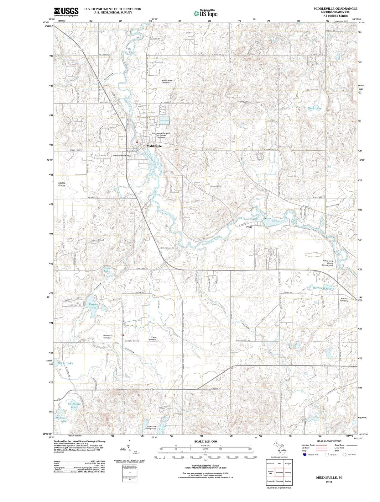 2011 Middleville, MI - Michigan - USGS Topographic Map