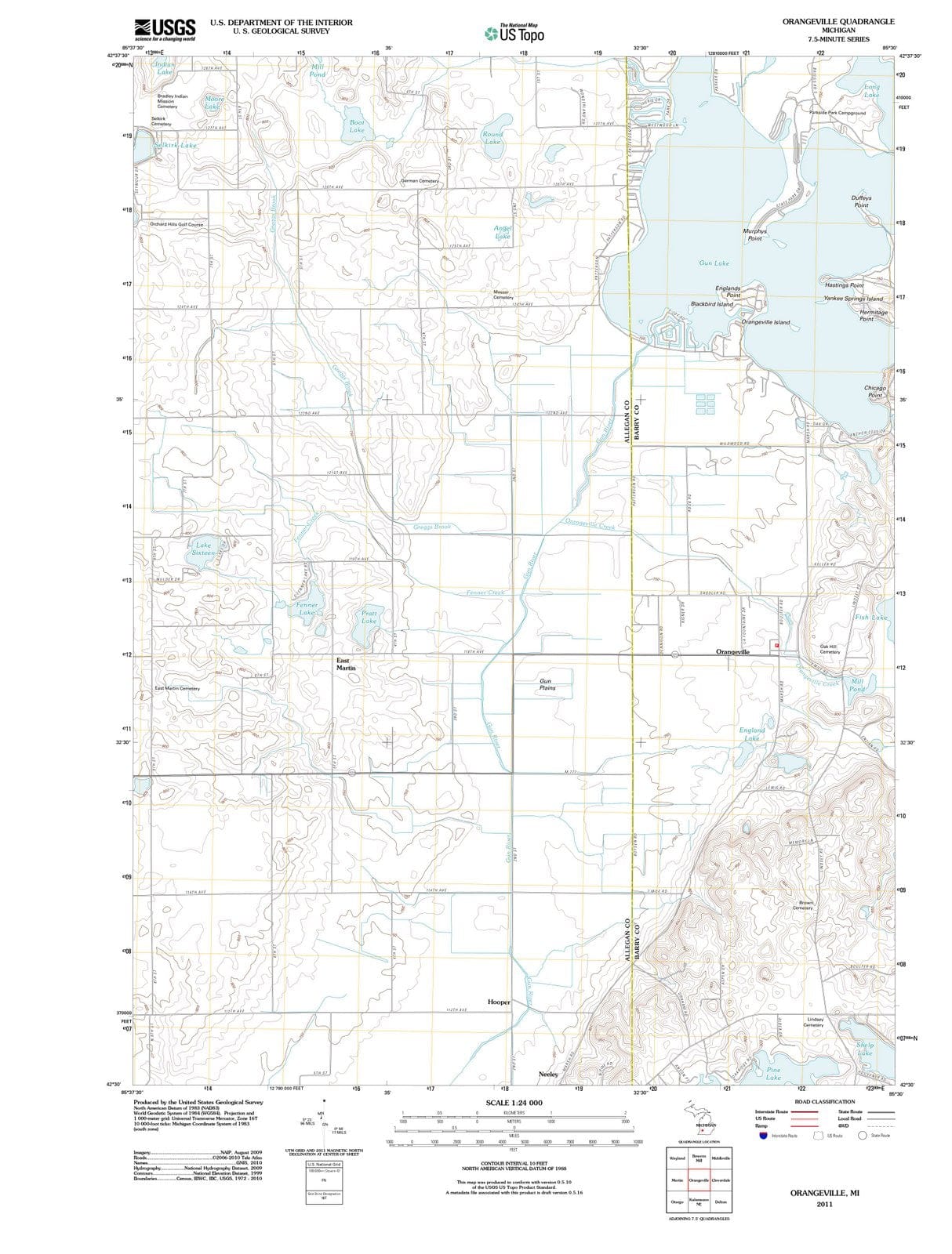 2011 Orangeville, MI - Michigan - USGS Topographic Map