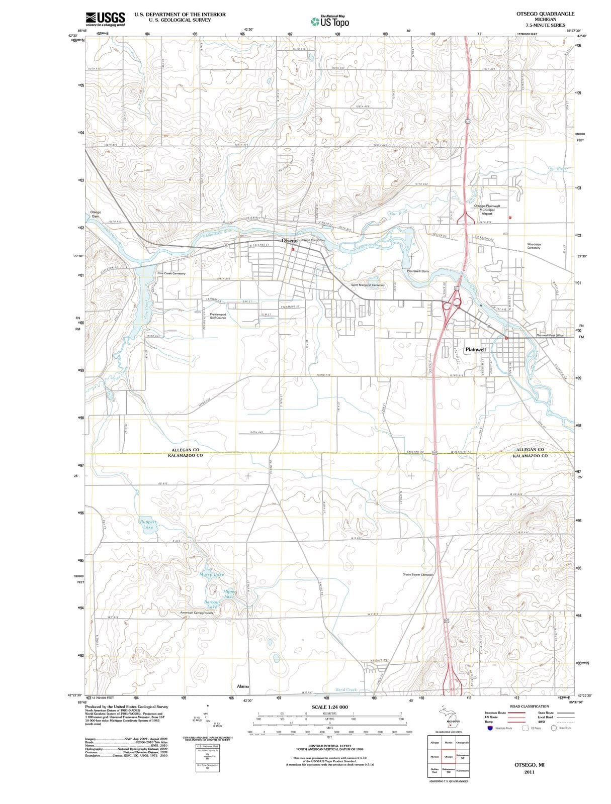 2011 Otsego, MI - Michigan - USGS Topographic Map