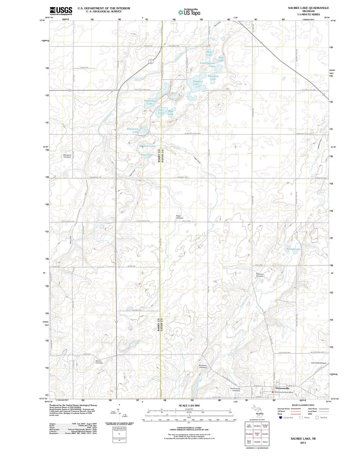2011 Saubee Lake, MI - Michigan - USGS Topographic Map
