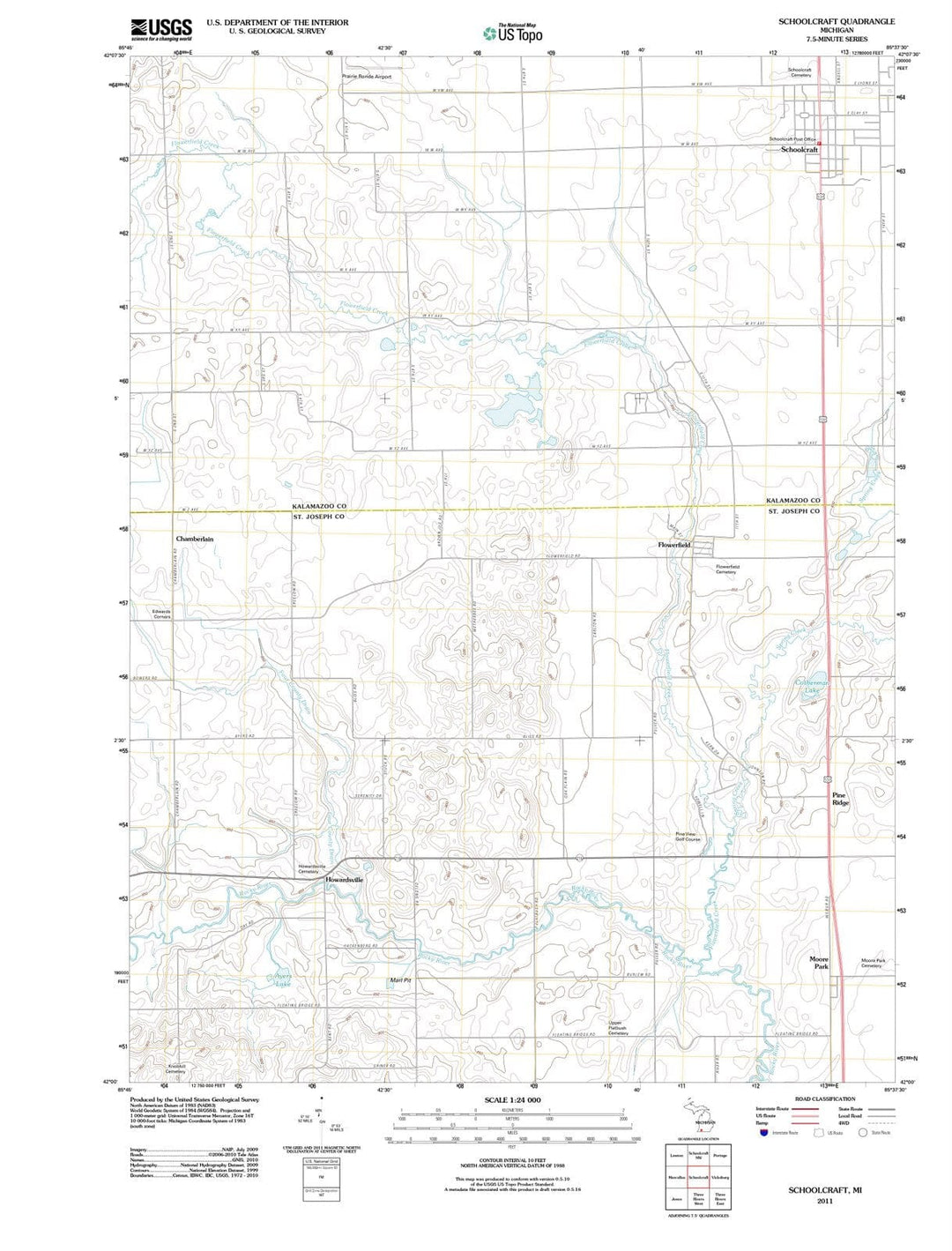 2011 Schoolcraft, MI - Michigan - USGS Topographic Map