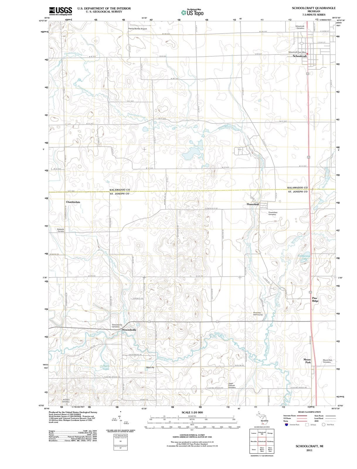 2011 Schoolcraft, MI - Michigan - USGS Topographic Map
