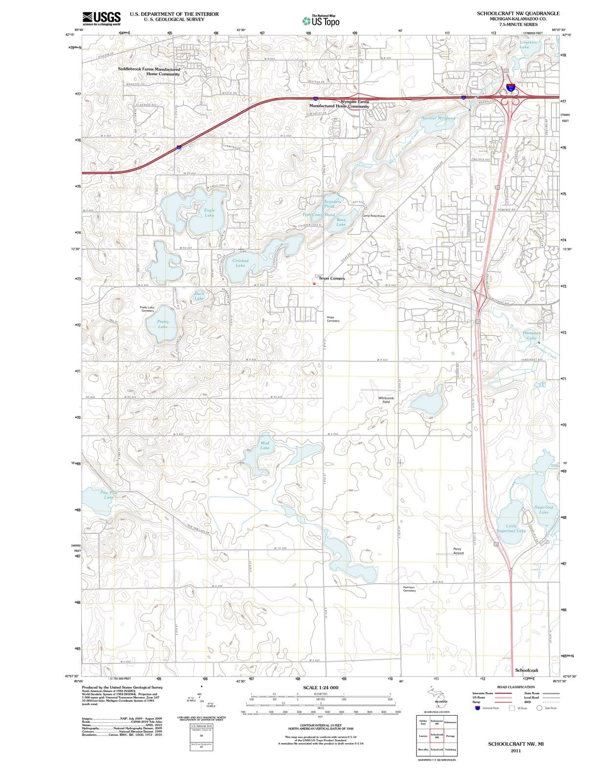 2011 Schoolcraft, MI - Michigan - USGS Topographic Map v2