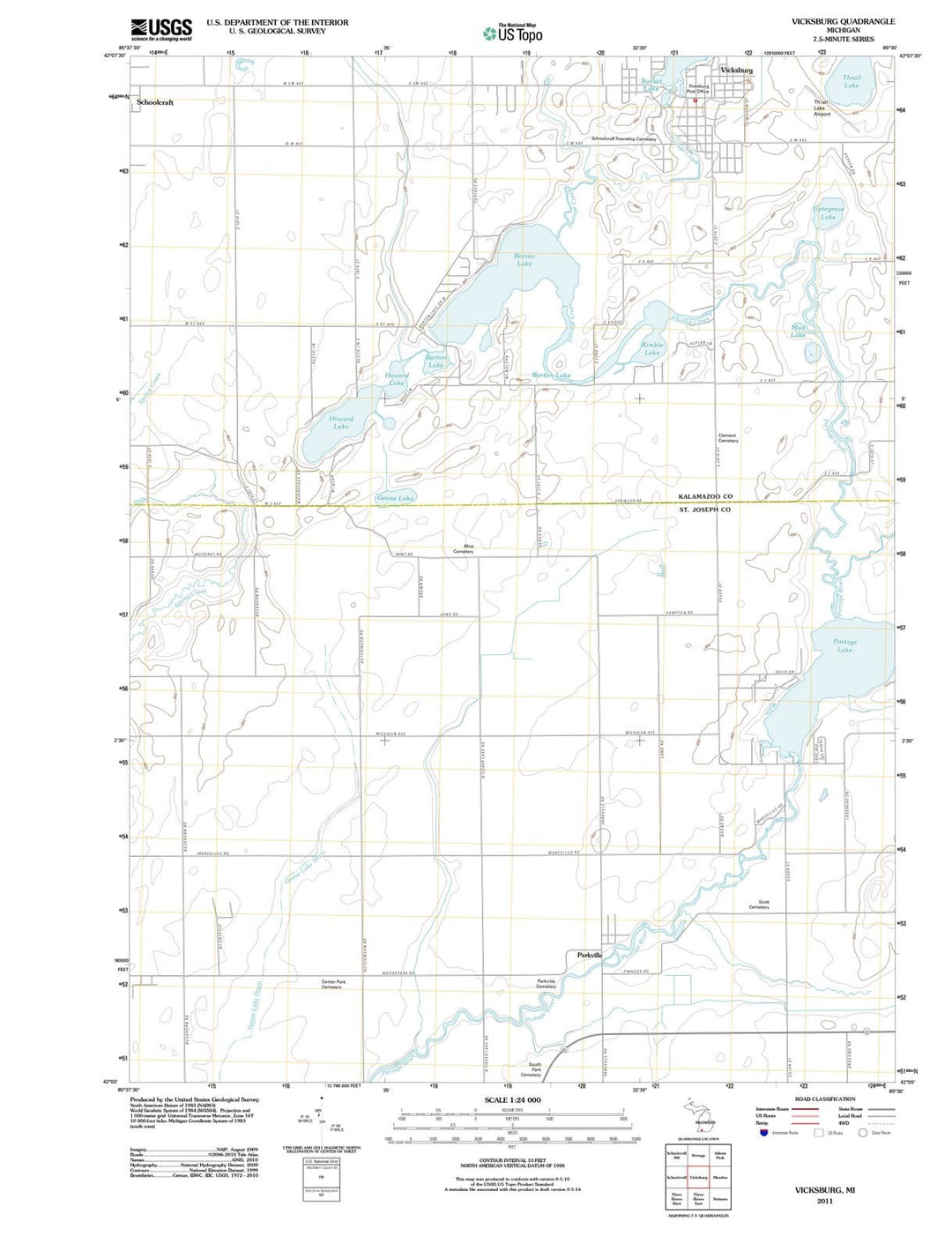 2011 Vicksburg, MI - Michigan - USGS Topographic Map