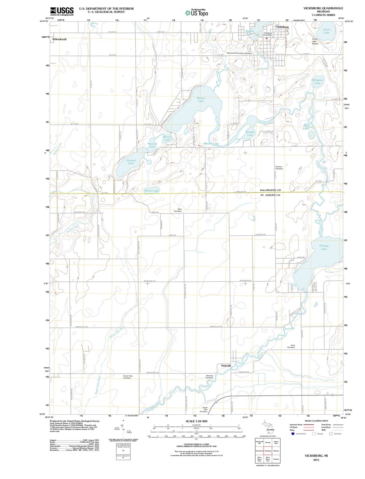 2011 Vicksburg, MI - Michigan - USGS Topographic Map