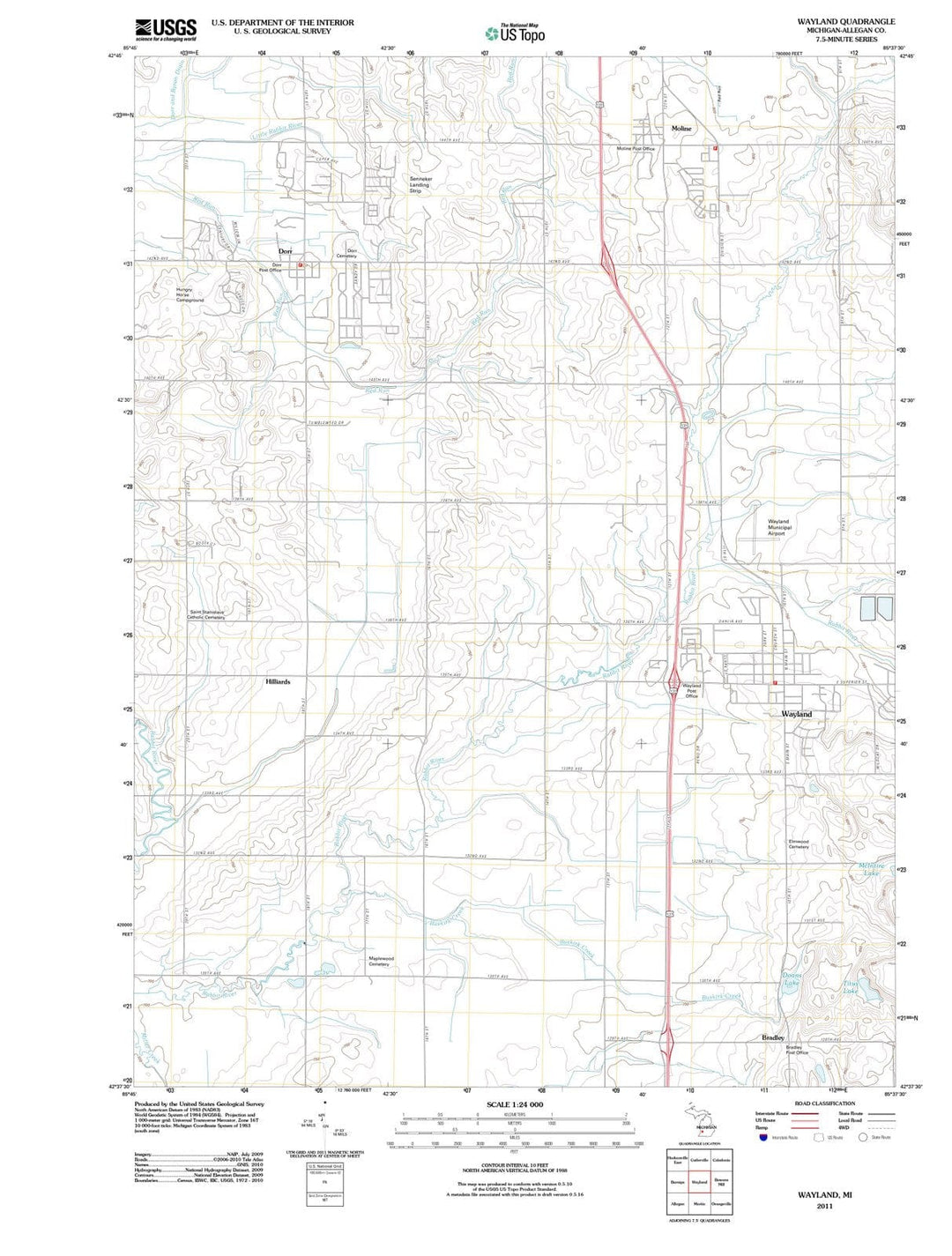 2011 Wayland, MI - Michigan - USGS Topographic Map