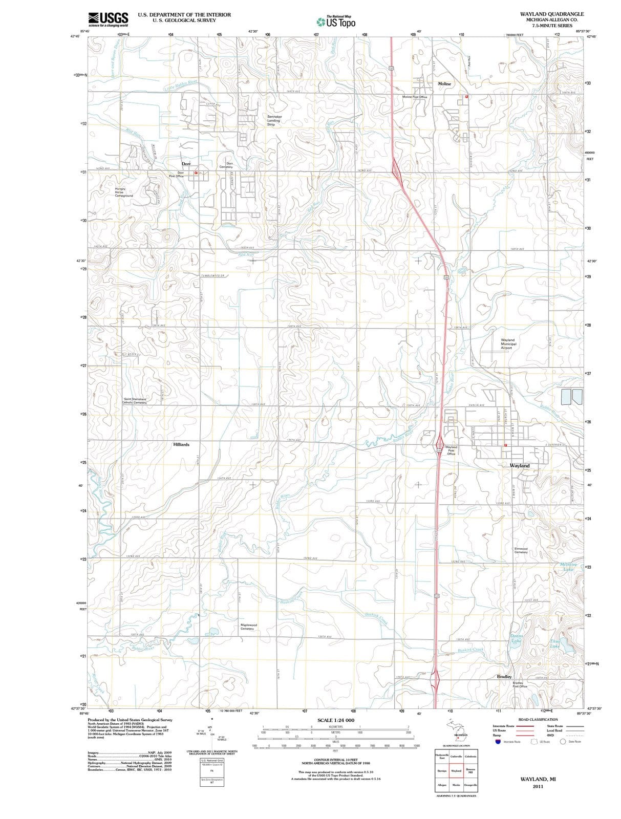 2011 Wayland, MI - Michigan - USGS Topographic Map