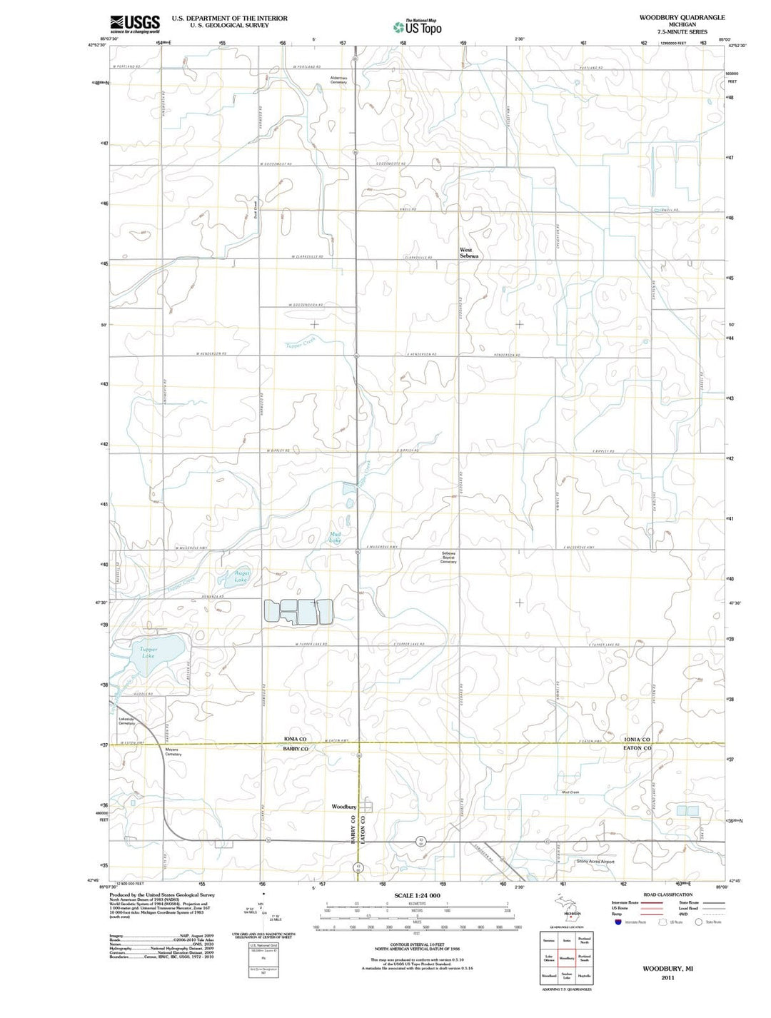 2011 Woodbury, MI - Michigan - USGS Topographic Map